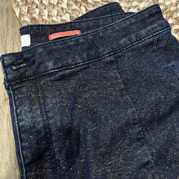 32 Anthropologie Pilcro High-Rise Sparkle  Gold Shimmer Denim Leggings Women’s - Picture 4 of 11